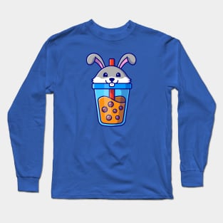 Cute Rabbit Boba Milk Tea Cartoon Long Sleeve T-Shirt